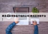 腾讯云区块链是干啥的公司[腾讯区块链平台]