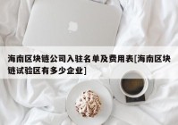 海南区块链公司入驻名单及费用表[海南区块链试验区有多少企业]